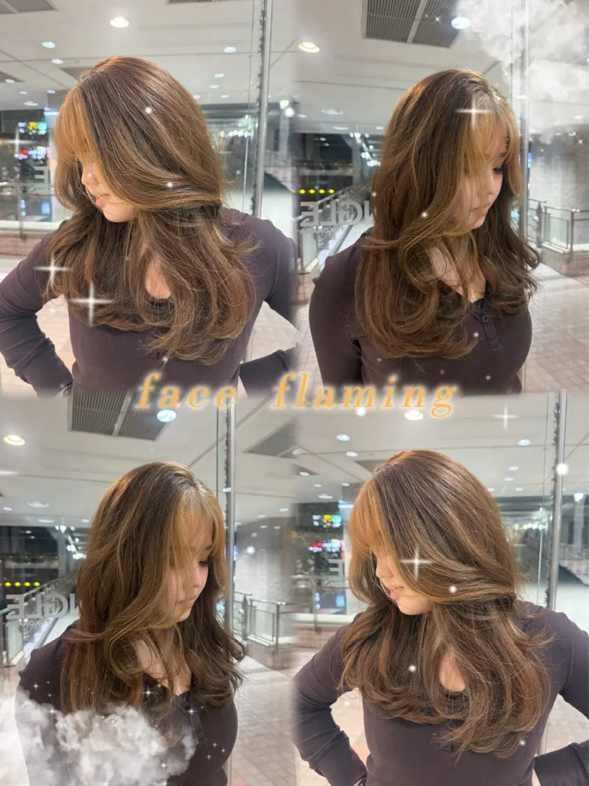 セミロング 顔周りカット ヘアカラー 美髪縮毛矯正上大岡/ yuzu🌺☪️のヘアスタイル
