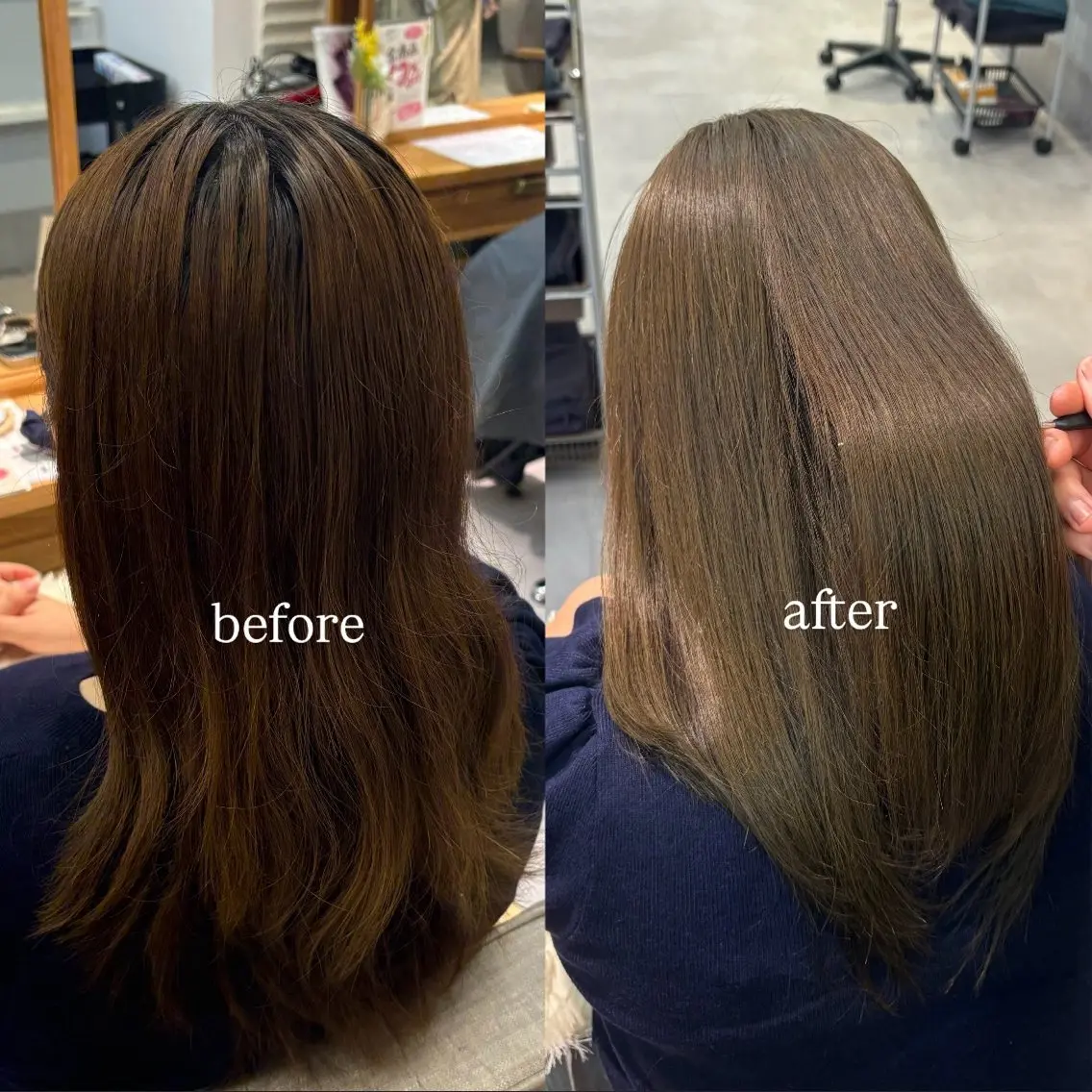 ロング カラー ベージュカラー オリーブベージュ ヘアカラー ♦️個室快眠スパ♦️ / 西野 杏🫧のヘアスタイル