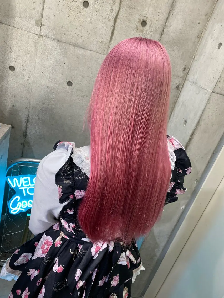 セミロング カラー ピンクカラー 國分 伸也のヘアスタイル