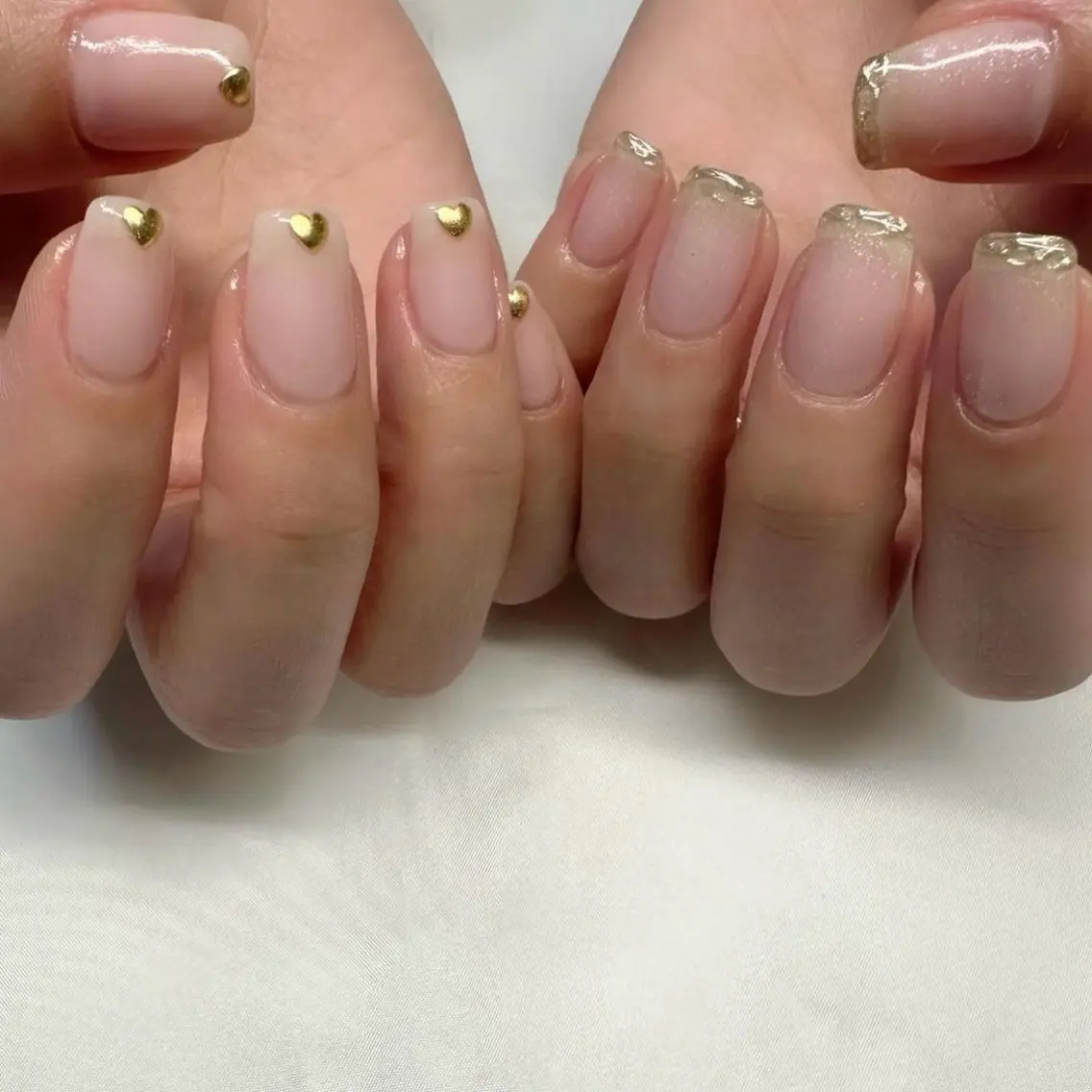 ネイル クリアネイル ハート 氷ネイル・うるうるネイル 韓国ネイル ラメ(グリッター) 🪞KAPE NAIL 🪞のネイルデザイン