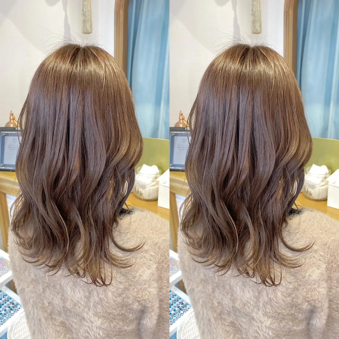ミディアム カット ヘアカラー トリートメント レイヤーカット /透明感カラー西田のヘアスタイル