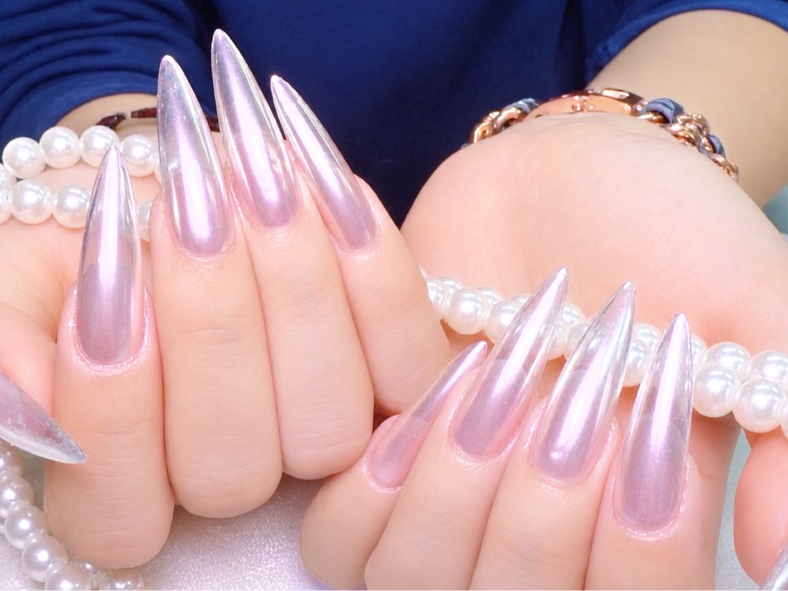 ネイル 長さ出し ミラーネイル ハンドネイル 🦋✨ MARIKO✨🦋のネイルデザイン