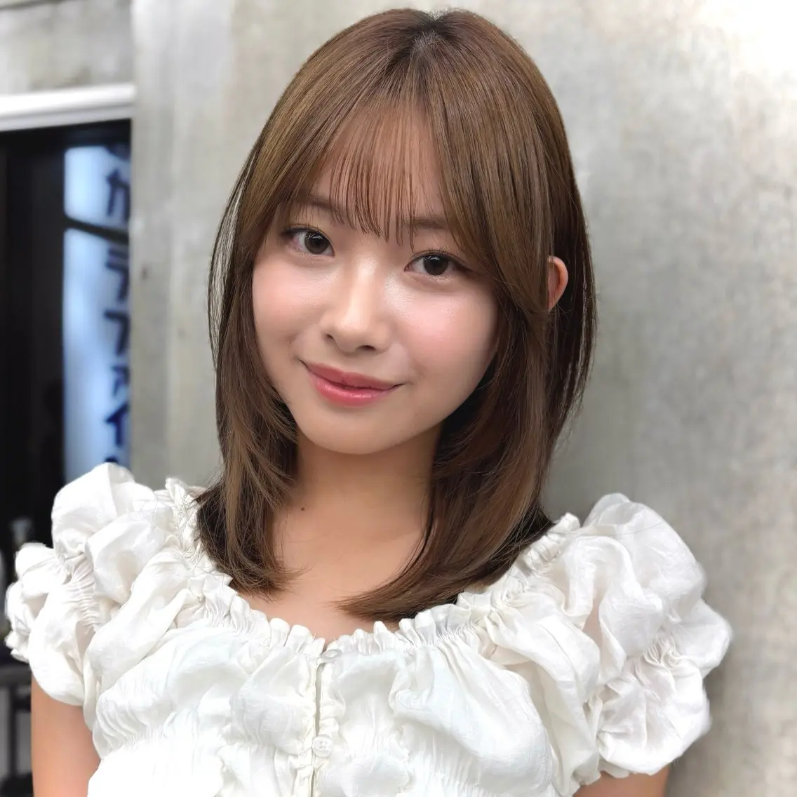ミディアム カラー ミディアムレイヤー ベージュカラー 透明感カラー ヘーゼル くびれヘア カット ヘアカラー トリートメント 顔まわり🥣レイヤー /透明感/水口舞奈のヘアスタイル