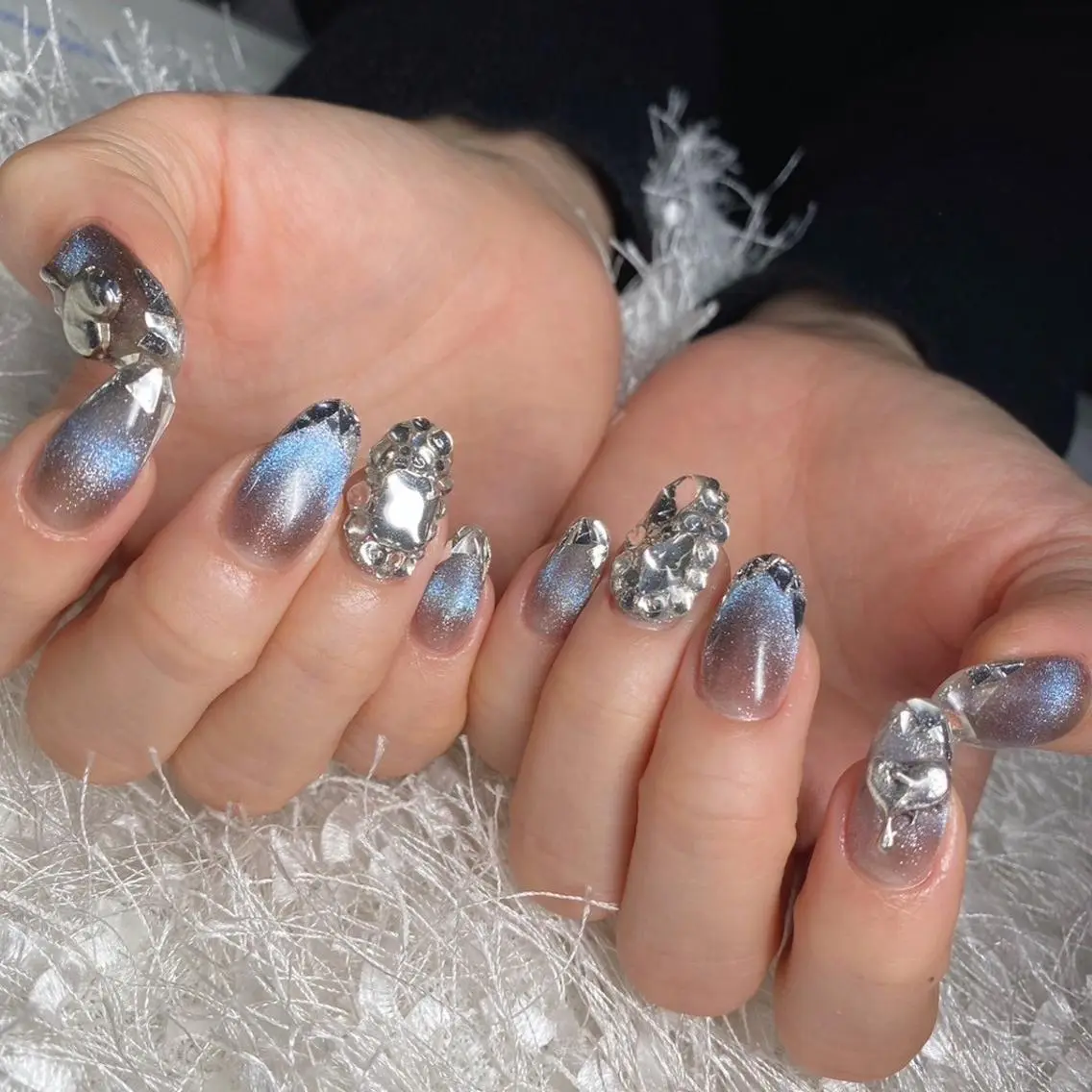 ネイル 長さ出し フレンチネイル ジェルネイル グラデーション 韓国ネイル ハンドネイル Nail&eye Belire 新宿のネイルデザイン