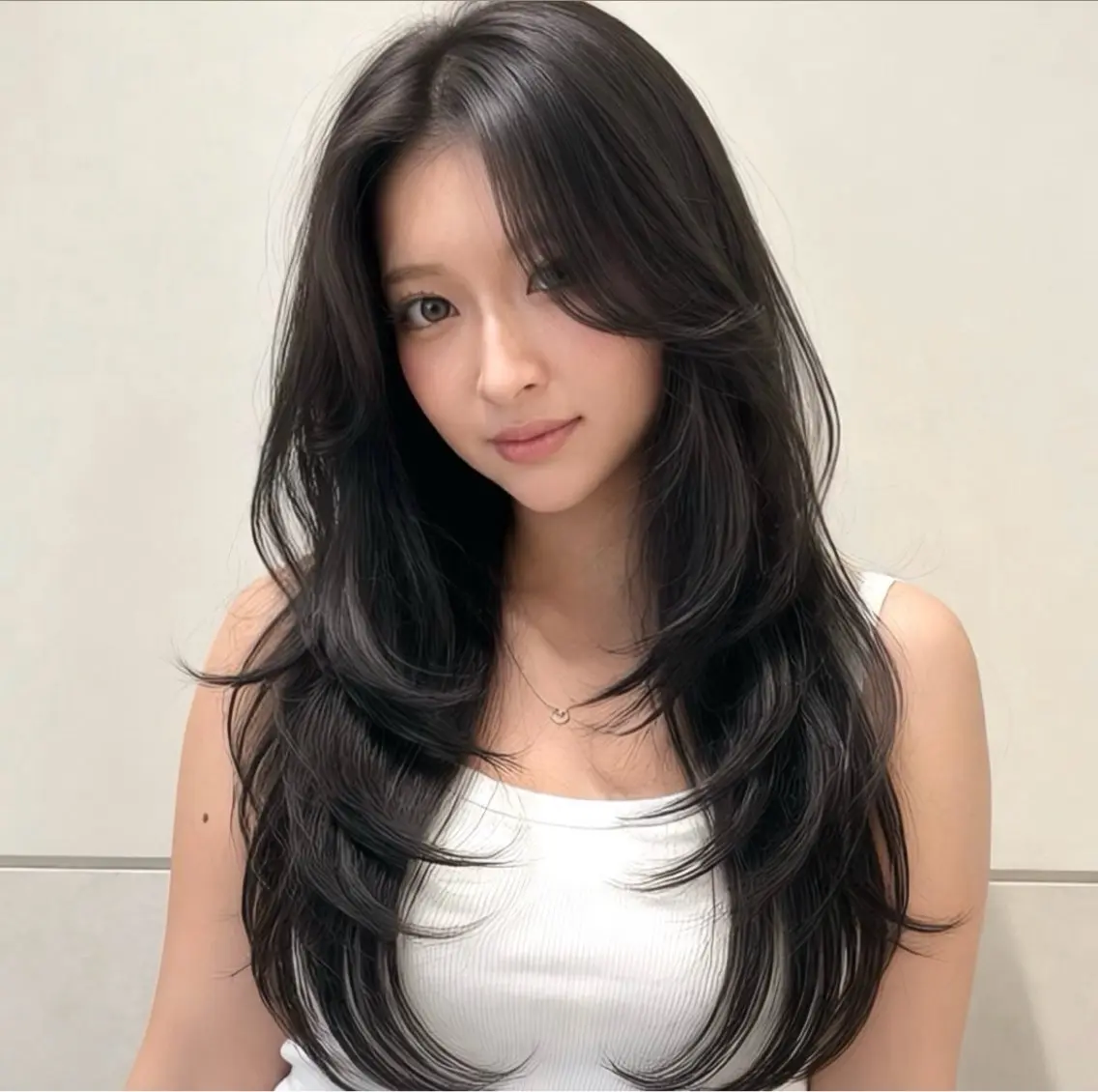 ロング カット 縮毛矯正 トリートメント 神戸レイヤーカット 顔周り／骨格診断のヘアスタイル