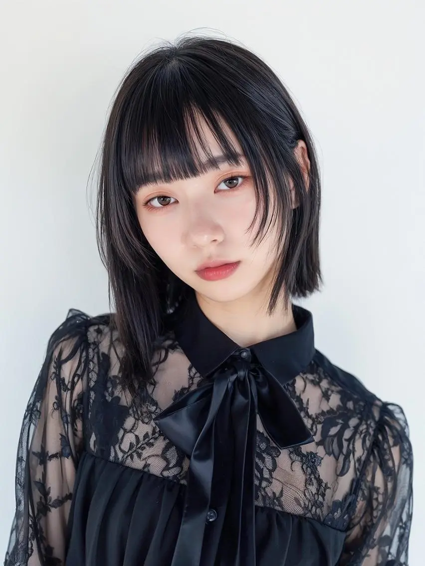レディースカット❣️]💐ボブモデル💐ミニボブ、切りっぱなしボブ、外はねボブなどはこちらの写真