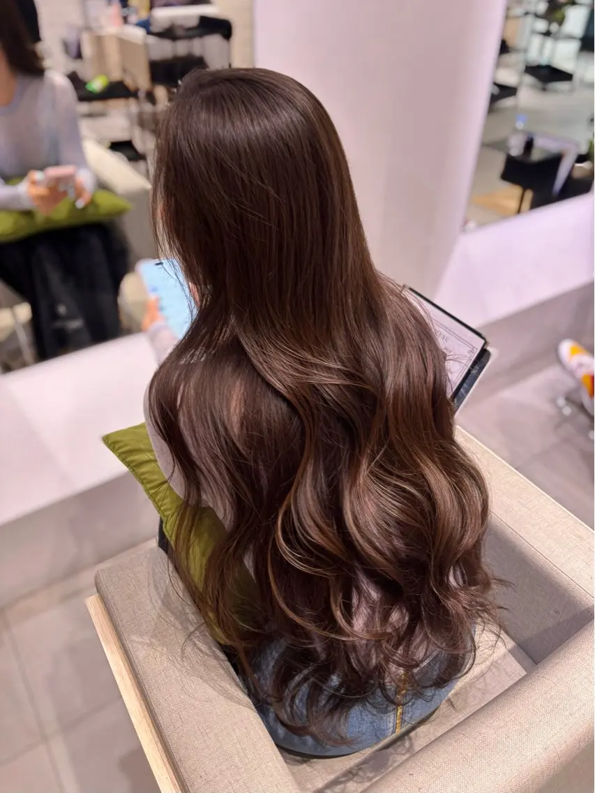 ロング カラー ベージュカラー グレージュ 韓国風ヘア レイヤーカット カット ヘアカラー トリートメント 銀座/韓国レイヤー/ 艶カラー🍓原田侑依のヘアスタイル