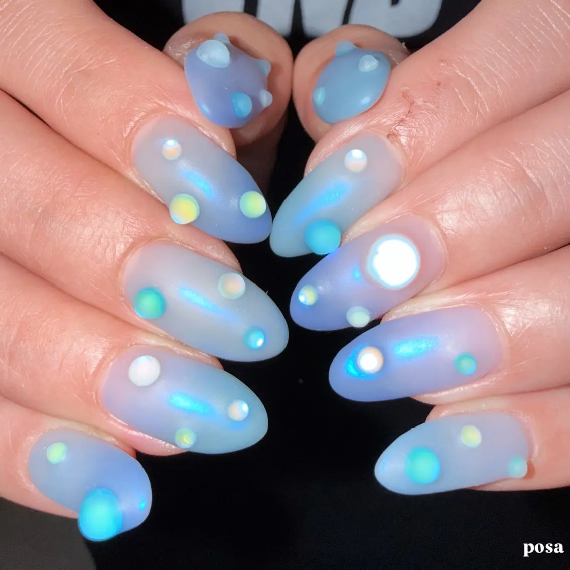 ネイル 水色 マットネイル シンプルネイル ハンドネイル posa nail モエミのネイルデザイン