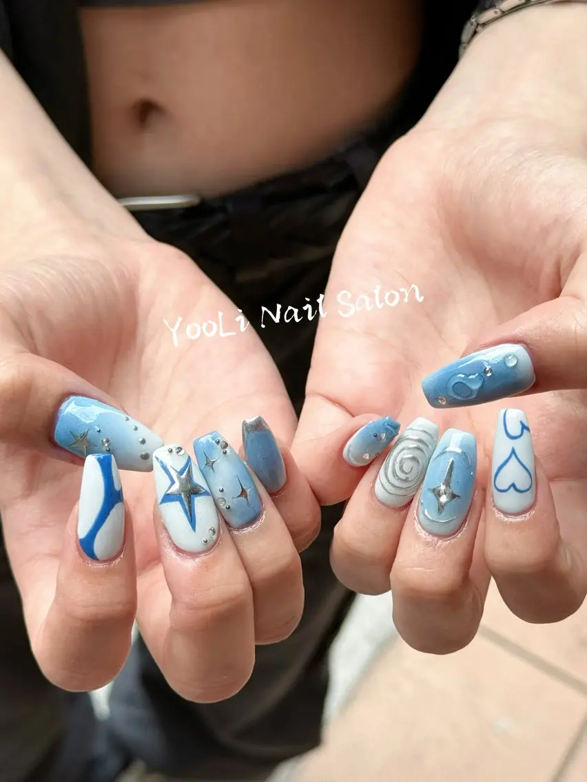 ネイル アートネイル オーロラネイル チークネイル フレンチネイル ガラスフレンチ 🎀🎀YooLi Nail Salonのネイルデザイン