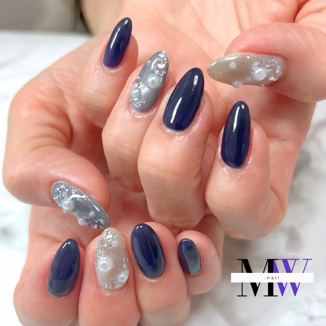 ネイル キラキラネイル マグネットネイル ハンドネイル MW .nailのネイルデザイン