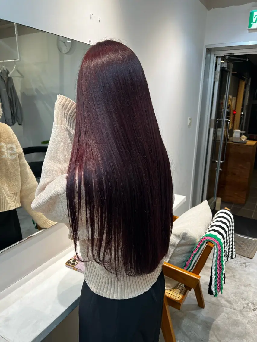 ロング カラー ブリーチ ダブルカラー ブリーチなしカラー レッドカラー 縮毛矯正 fit /HONOKAのヘアスタイル