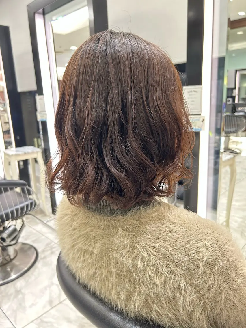 ミディアム パーマ カット パーマ 韓国っぽ水光肌カラー マンツーマン🫧なおのヘアスタイル