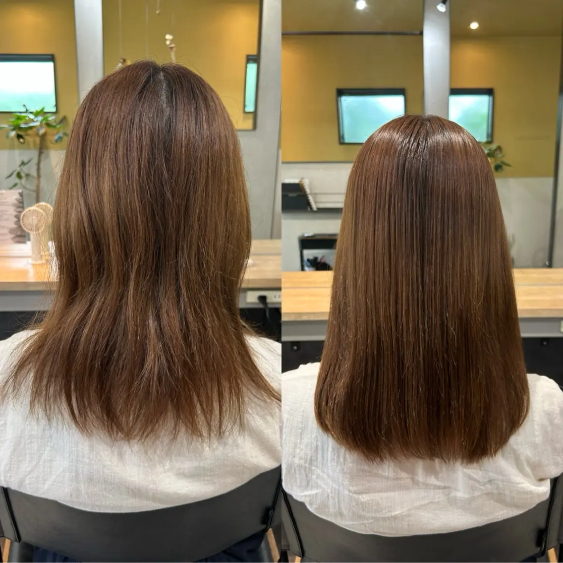 セミロング パーマ 髪質改善 ストレートパーマ カット 縮毛矯正 トリートメント hubhair レイヤー/透明感のヘアスタイル