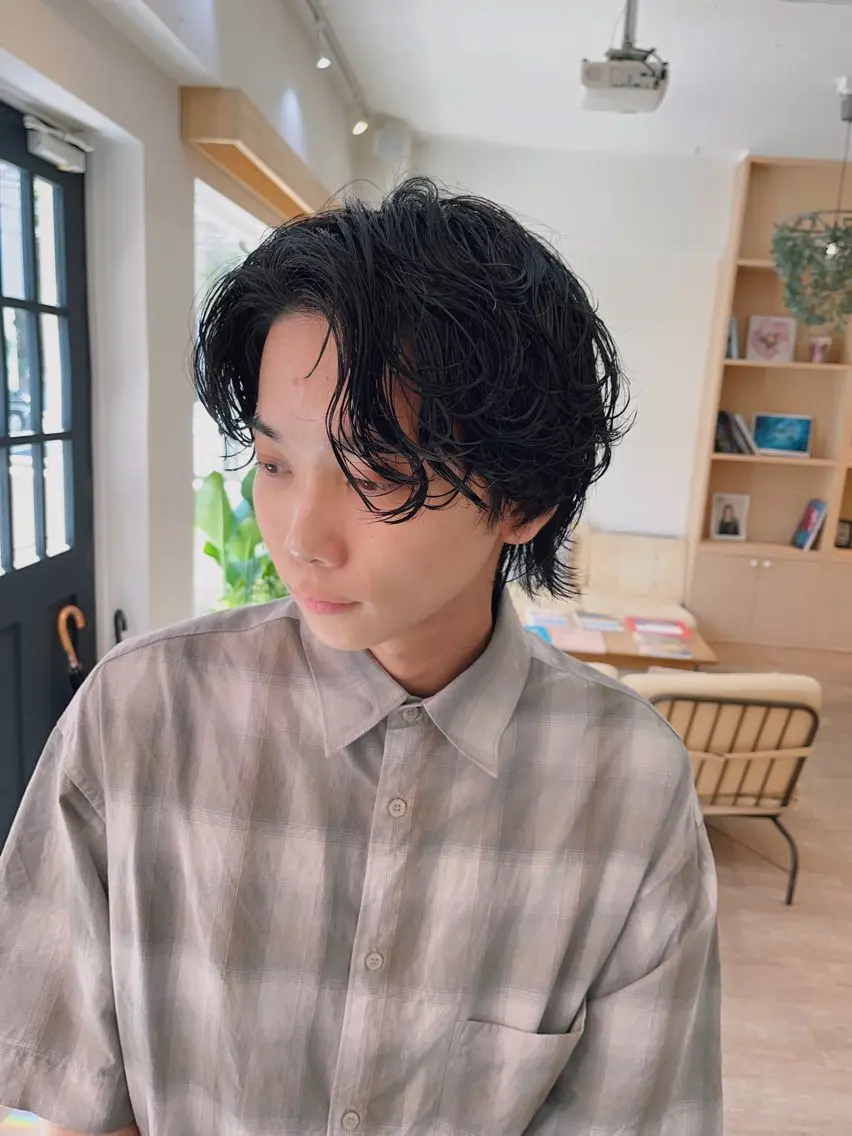 ミディアム パーマ メンズ カット パーマ 🌿パーマ大好評 メンズ特化🌿ワタルのヘアスタイル