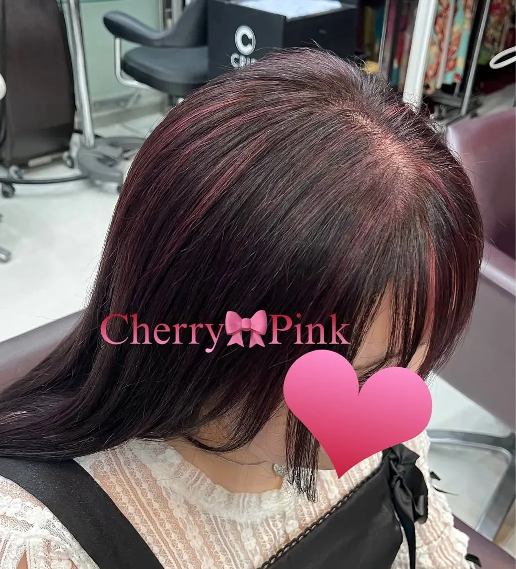 ロング カラー ハイライトカラー ピンクカラー ハイライト KISEI ふうかのヘアスタイル