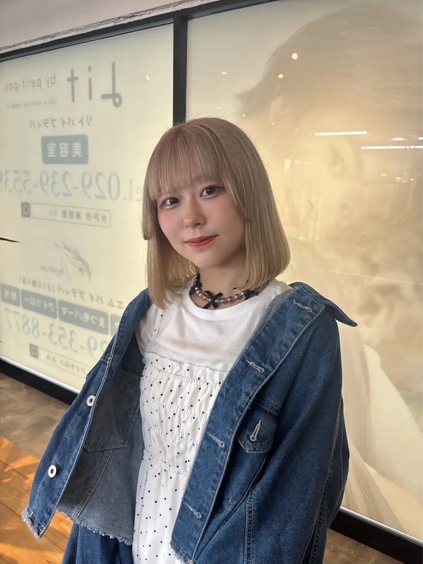 ミディアム ボブ ヘアカラー 🧋ミルクティーカラ ー🧋特化小林拓登のヘアスタイル