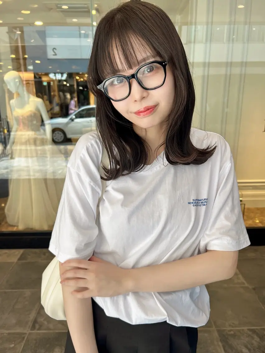 ミディアム カラー カット ヘアカラー トリートメント 髪質改善will hairdesignのヘアスタイル