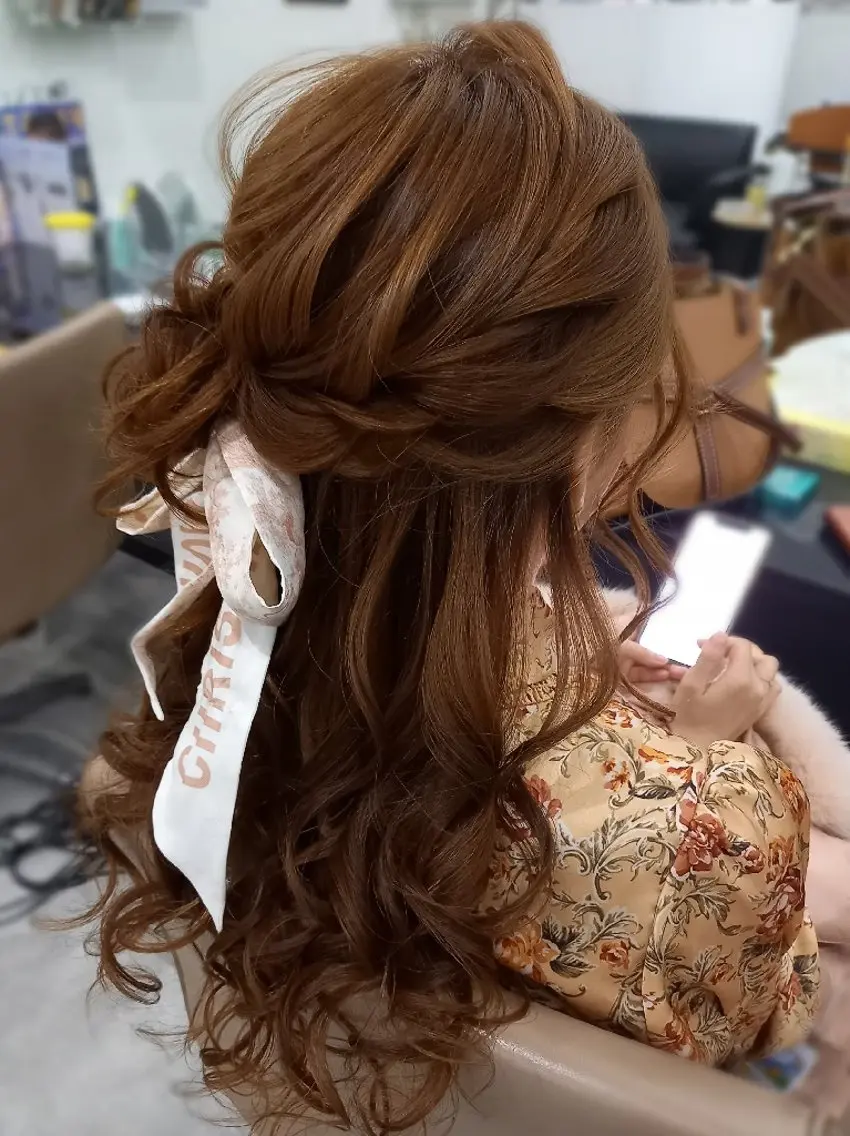 ロング ヘアアレンジ ハーフアップ お団子ヘア ヘアセット❤️着付け Akaneのヘアスタイル