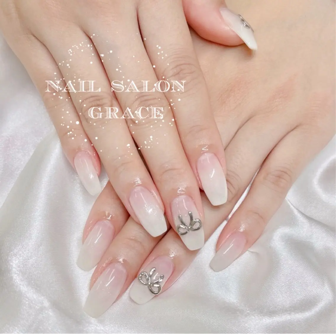 ネイル ラメ(グリッター) リボン OASIS nailsのネイルデザイン