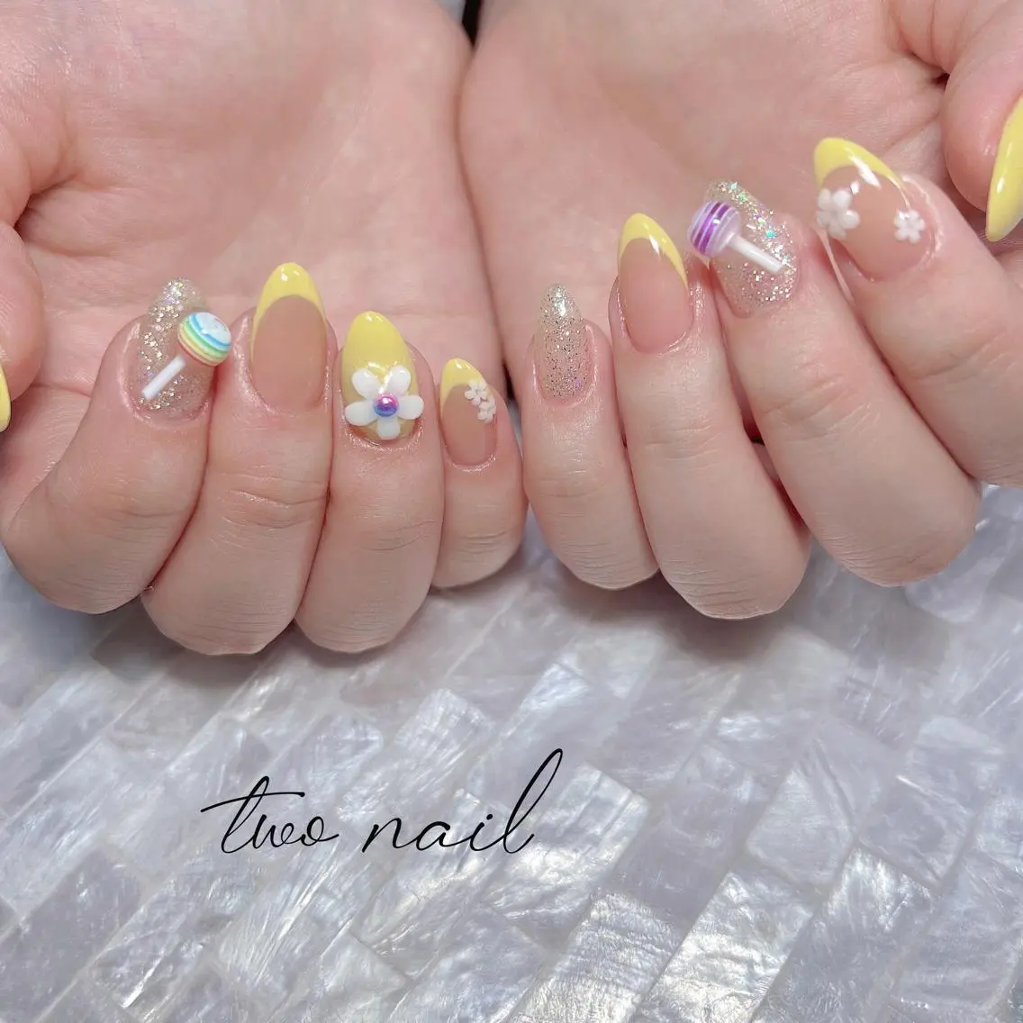 ネイル アートネイル ブラウン フットネイル ハート 持ち込み ハンドネイル two nailのネイルデザイン