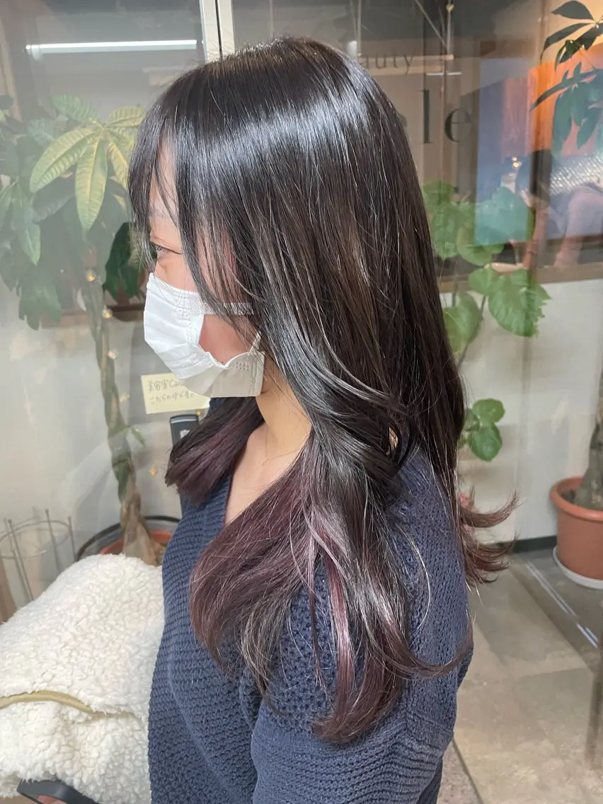 セミロング カラー インナーカラー レッドカラー ヘアカラー トリートメント 髪質改善/ブリーチ 田代 龍我のヘアスタイル