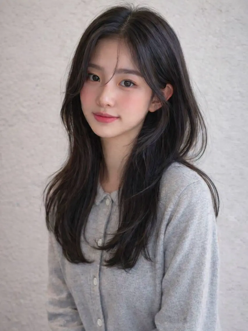 ロング カラー ヘアアレンジ ロングレイヤー ダークグレー ダークグレージュ グレージュ レイヤーカット ivybyCIEL 女性専用サロンのヘアスタイル