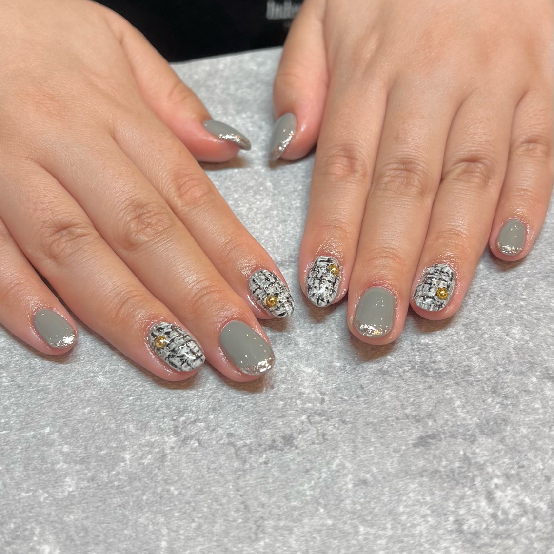 ネイル ツイードネイル ハンドネイル 💖SAKU 京橋のネイルデザイン