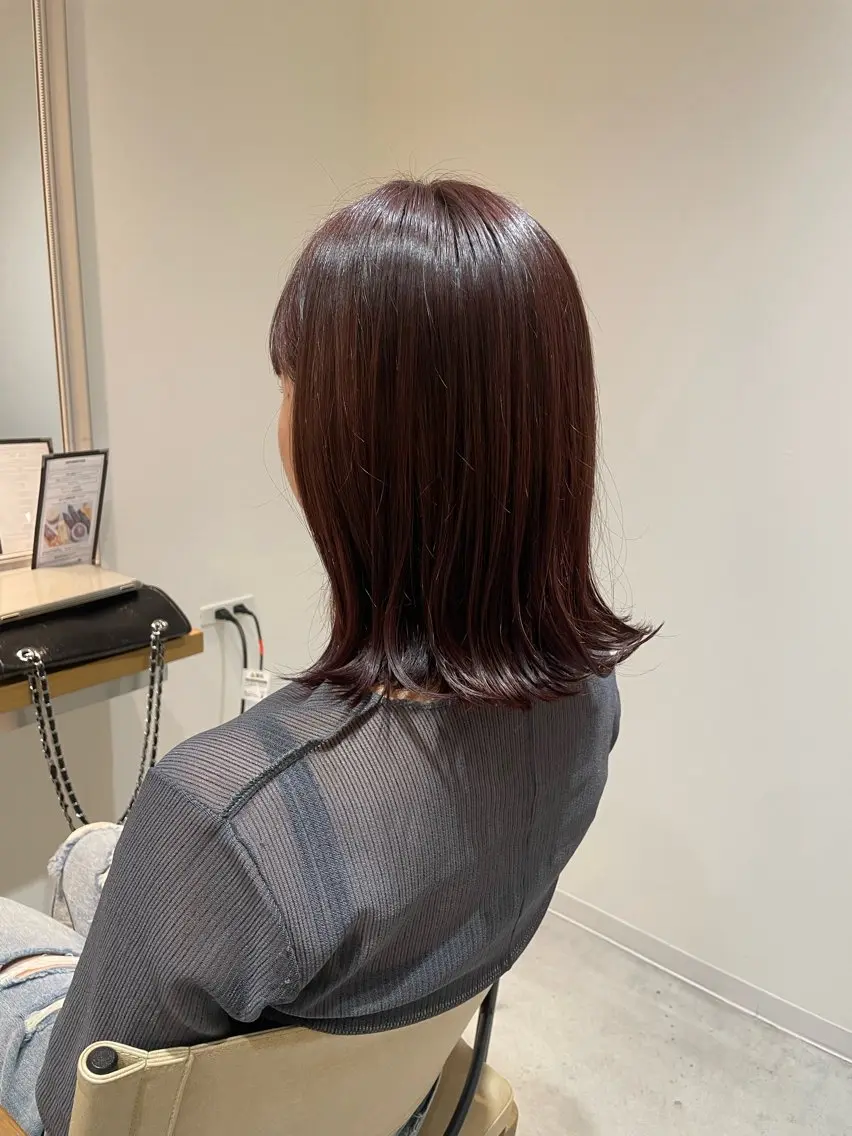 カラー レッドカラー 石川 潤のヘアスタイル