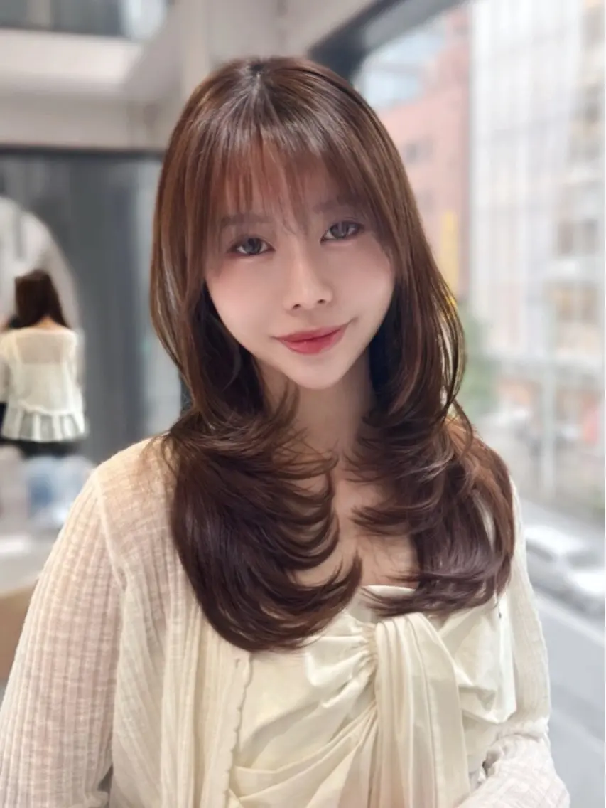 セミロング カラー カット ヘアカラー トリートメント 銀座/レイヤー 顔周りカット溝手優太のヘアスタイル