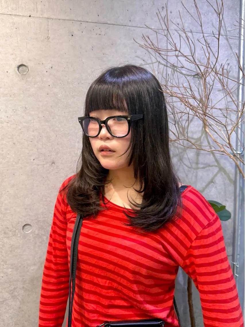 セミロング カット トリートメント ヘアセット 艶カラー/レイヤー/ 顔周り/ゆな🕊️のヘアスタイル