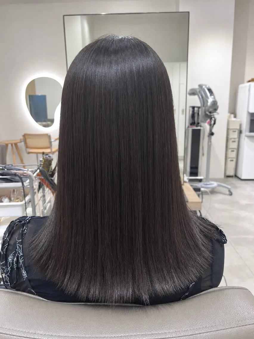 ミディアム カラー パーマ 縮毛矯正 縮毛矯正 / 透明感カラー首藤大翔のヘアスタイル