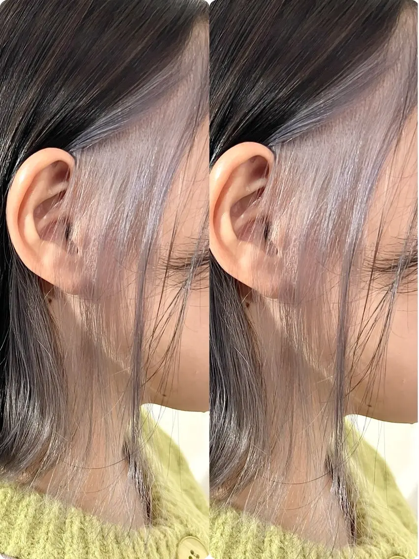 カラー 切っぱなし💇‍♀️ イヤリング🎨龍之介のヘアスタイル