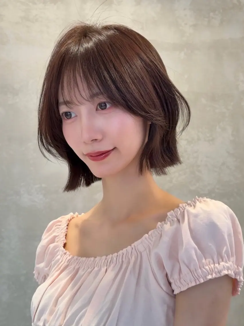 ミディアム カット 縮毛矯正 トリートメント けいし🐬ボブ 美髪縮毛矯正のヘアスタイル