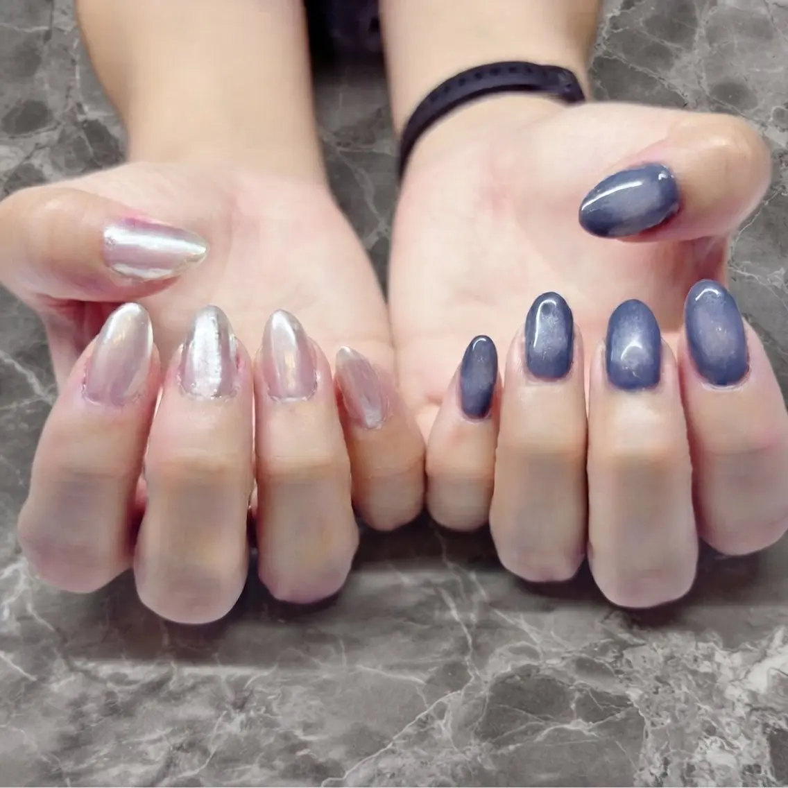 ネイル チークネイル ホワイト MYu Beauty Salon MAIのネイルデザイン