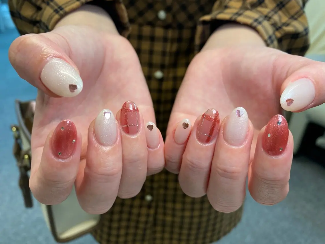 ネイル カジュアル チークネイル 成人式 ドット フレンチネイル ゆず- Nail Salonのネイルデザイン