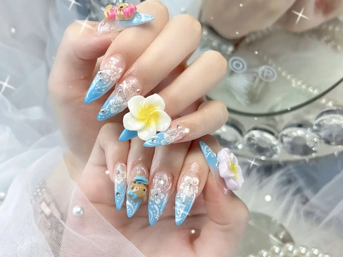 ネイル ジェルネイル ガーリー ハート 韓国ネイル ロングネイル ハンドネイル Nova Nail Studioのネイルデザイン