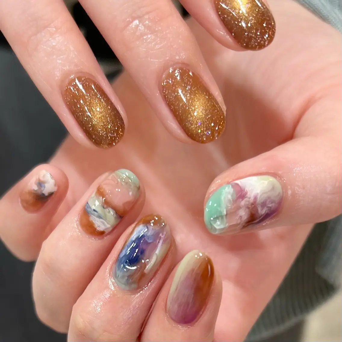 ネイル フラッシュネイル フラッシュマグ ジェルネイル マグネットネイル パラジェル ハンドネイル shio ♡ 29日空きありのネイルデザイン