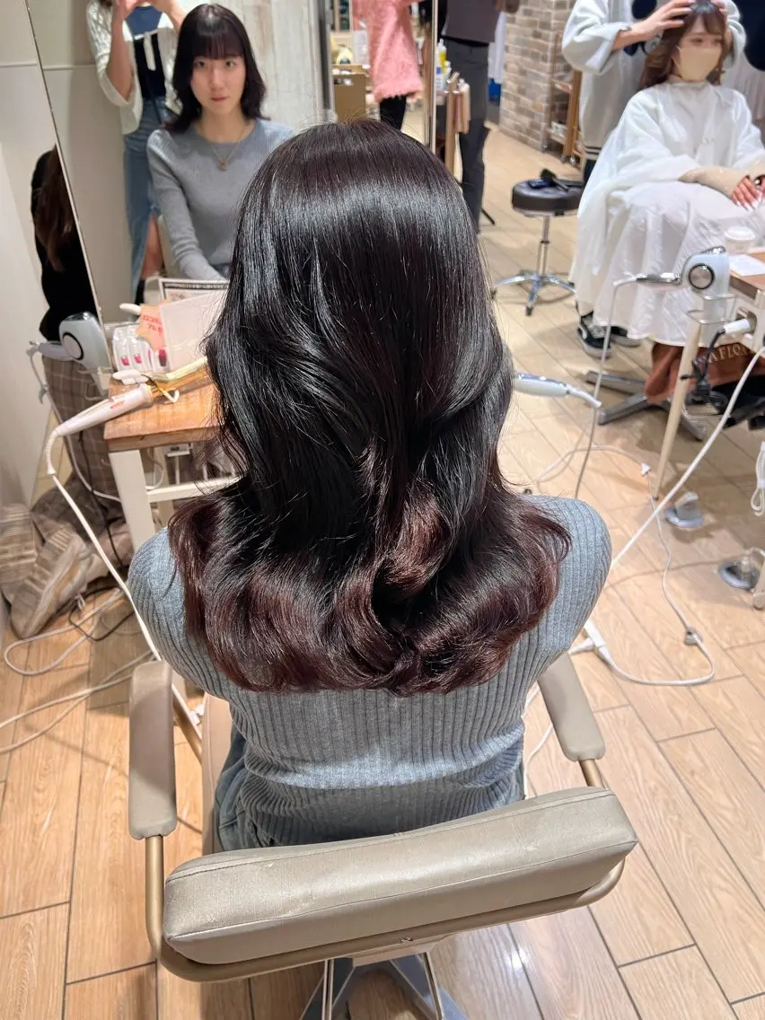 ミディアム カラー レッドカラー 韓国風ヘア レイヤーカット✂️/ 新宿/Amiのヘアスタイル