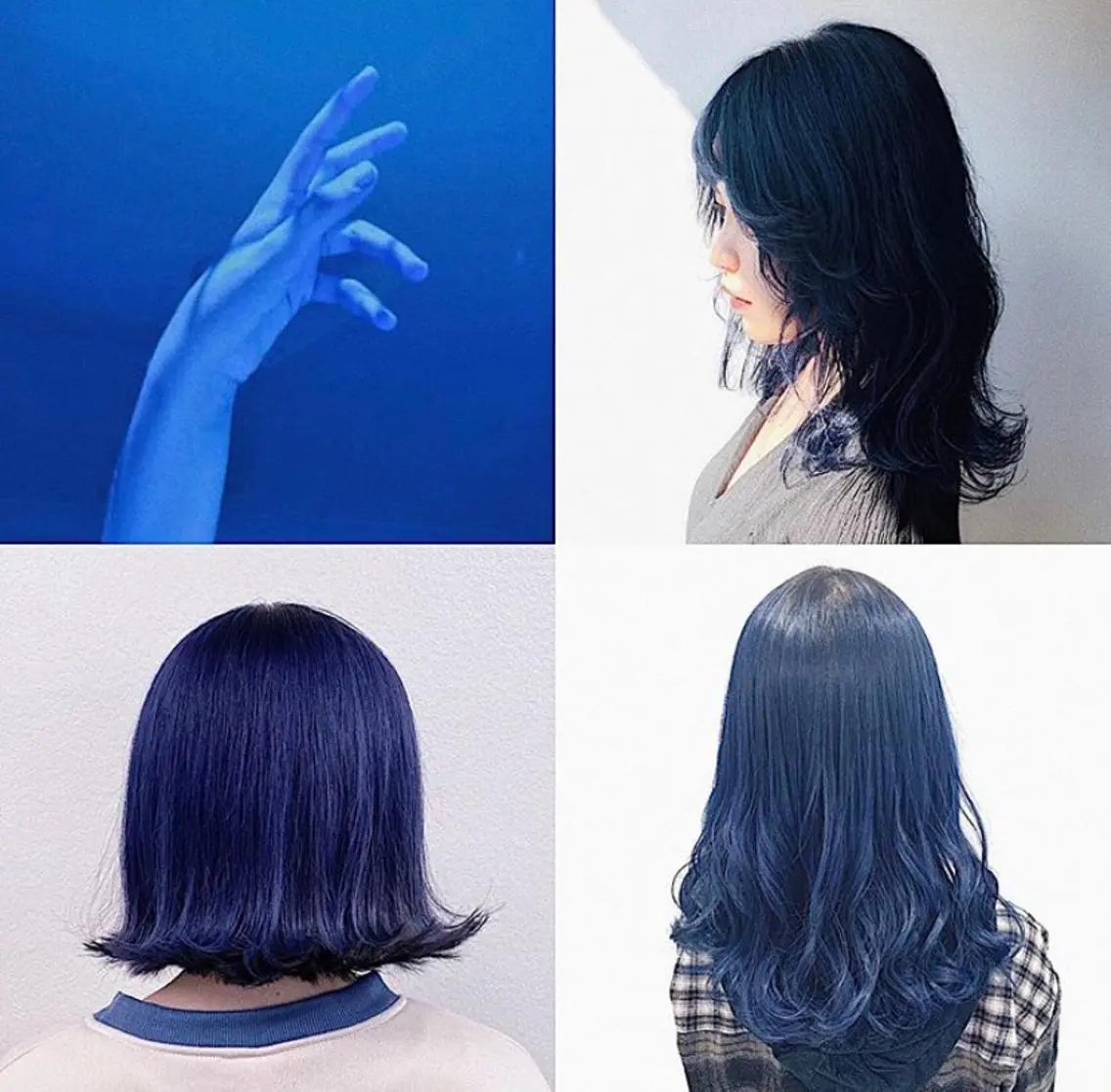 ロング カラー ヘアアレンジ メンズ メンズブリーチ ブリーチ ブルーカラー ネイビーカラー ブリーチなしカラー 🦋重くない暗髪🦋 Hana🦋のヘアスタイル