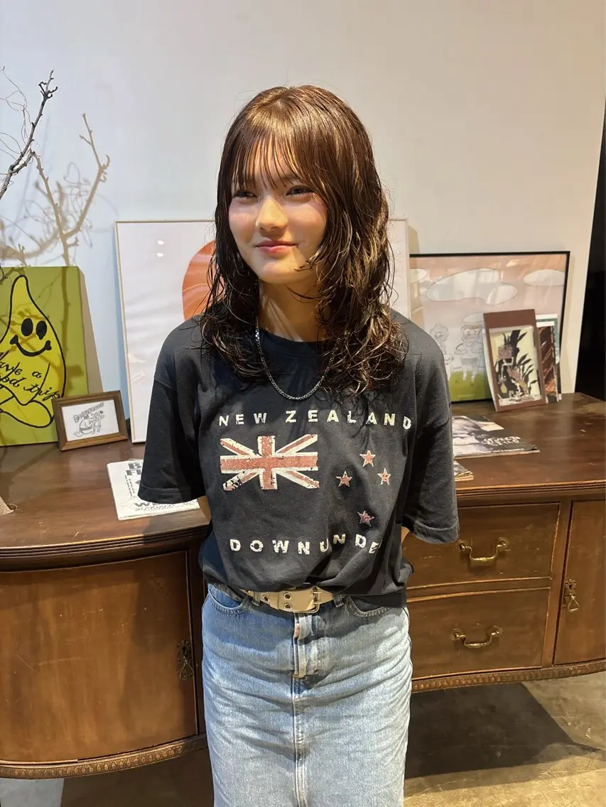 ミディアム パーマ ミディアムパーマ 安藤楓華 fuka andoのヘアスタイル