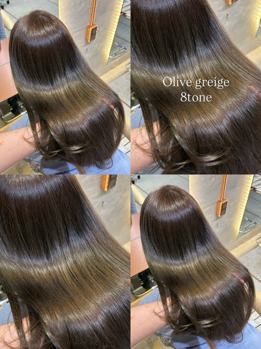 ロング カラー グレージュ オリーブグレージュ オリーブグレー ヘアカラー トリートメント 顔周りレイヤーカット /髪質改善/ゆう🤍のヘアスタイル