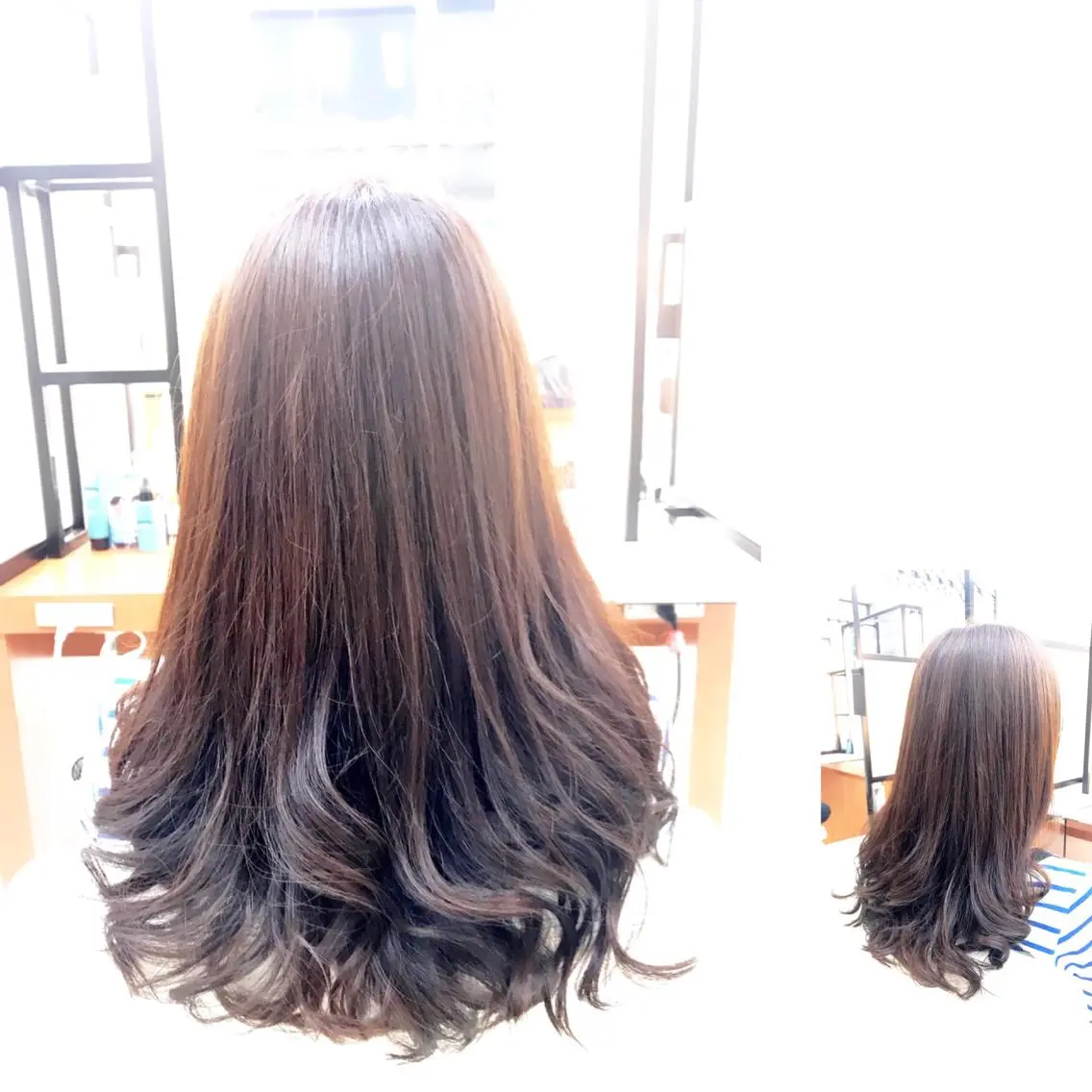 セミロング カラー グラデーションカラー グレージュ 奈良崎 和弘のヘアスタイル