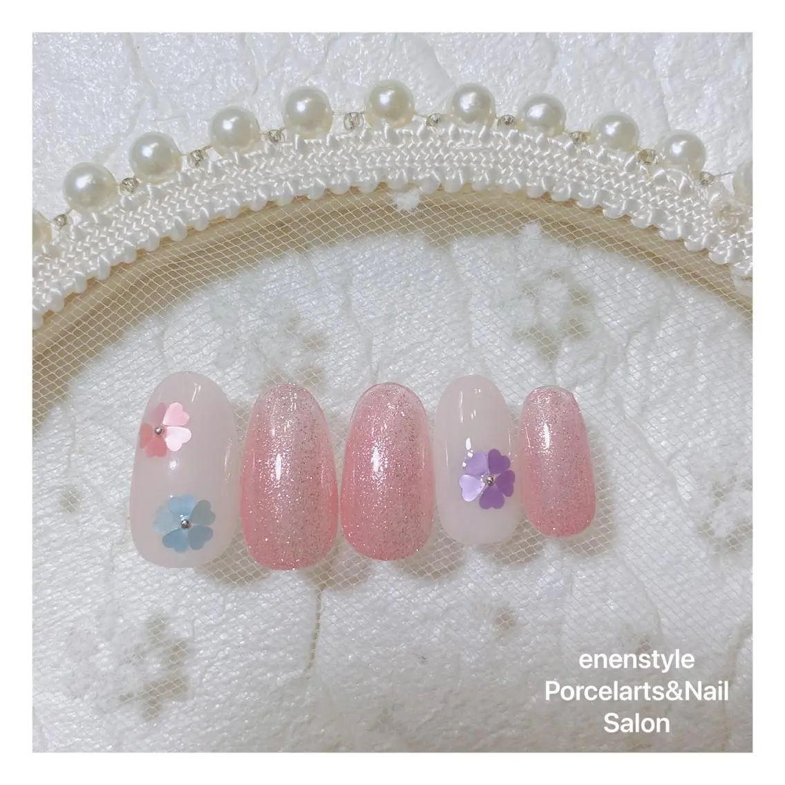 ミディアム ネイル ハンドネイル 🐾enen style 🐾のネイルデザイン