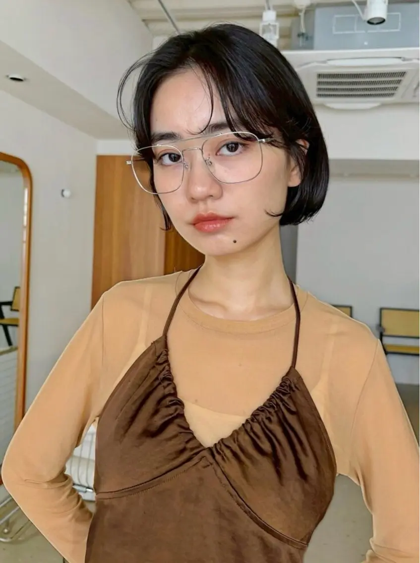 ショート カラー ブリーチ ブリーチなしカラー レイヤーカット カット ヘアカラー 小顔矯正/レイヤー 透明感カラー✨生真のヘアスタイル