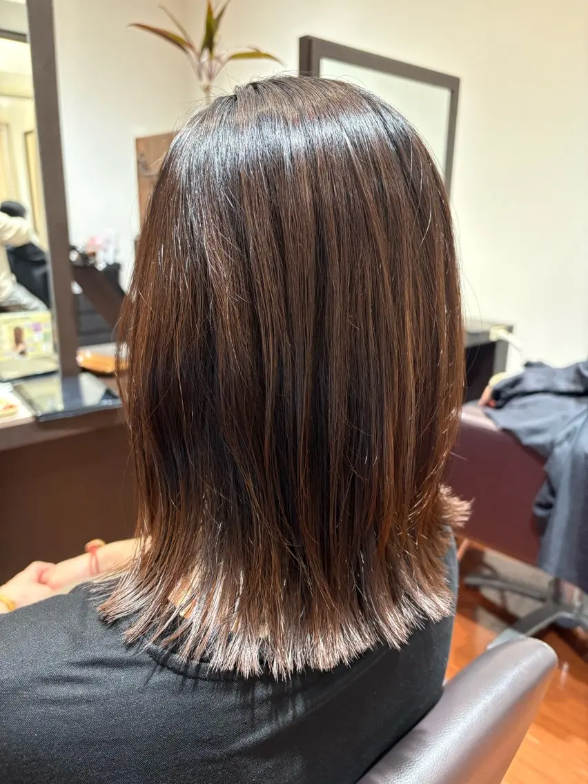 ミディアム 外ハネヘア カット トリートメント 💜堀 有紀💜のヘアスタイル