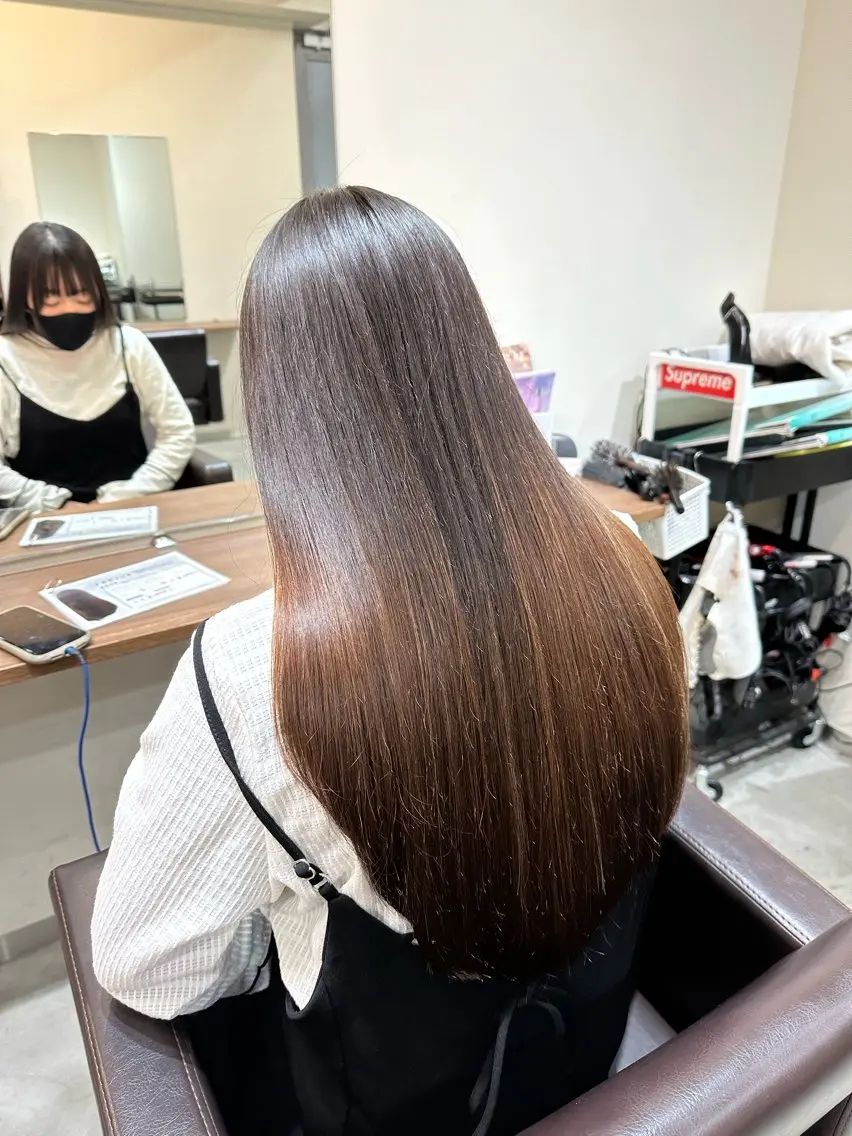 ロング 髪質改善 縮毛矯正 縮毛矯正+モテカラー 🎀✨MIHOのヘアスタイル