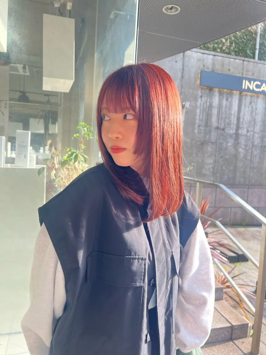 セミロング カラー 顔まわりレイヤー 姫カット レイヤーカット 鹿児島美容室 NATSUKIのヘアスタイル