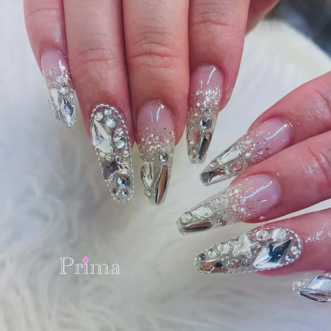 ネイル キラキラネイル スカルプネイル Prima💎 スカルプ💎アートのネイルデザイン