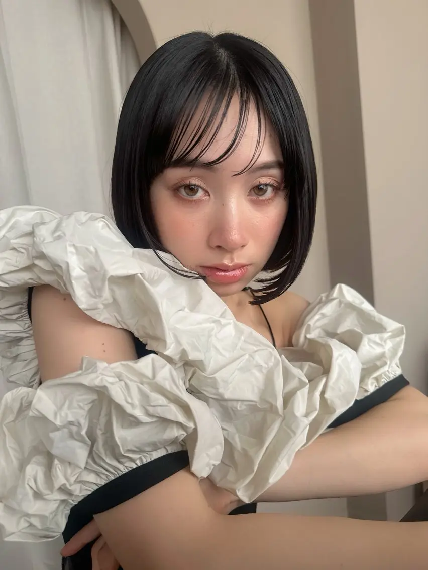 ショート カラー ボブ 髪質改善 カット ヘアカラー 縮毛矯正 トリートメント 透明感/縮毛/ボブ CHIHIROのヘアスタイル