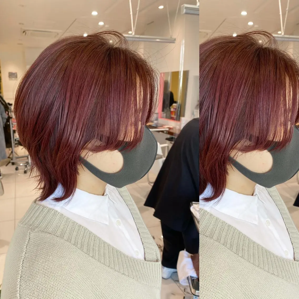 ミディアム カラー ウルフカット ハッシュカット/七海のヘアスタイル
